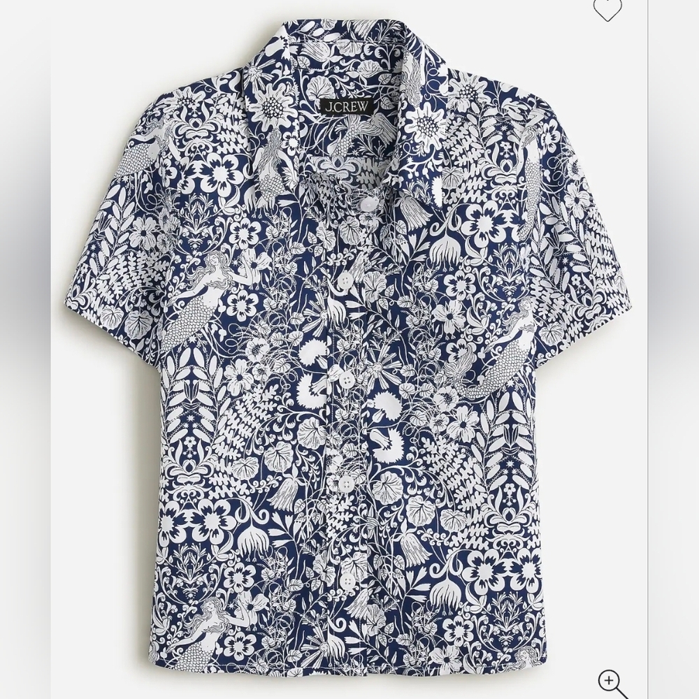 J. Crew Gamine cotton poplin shirt in mermaid floral SZ 10